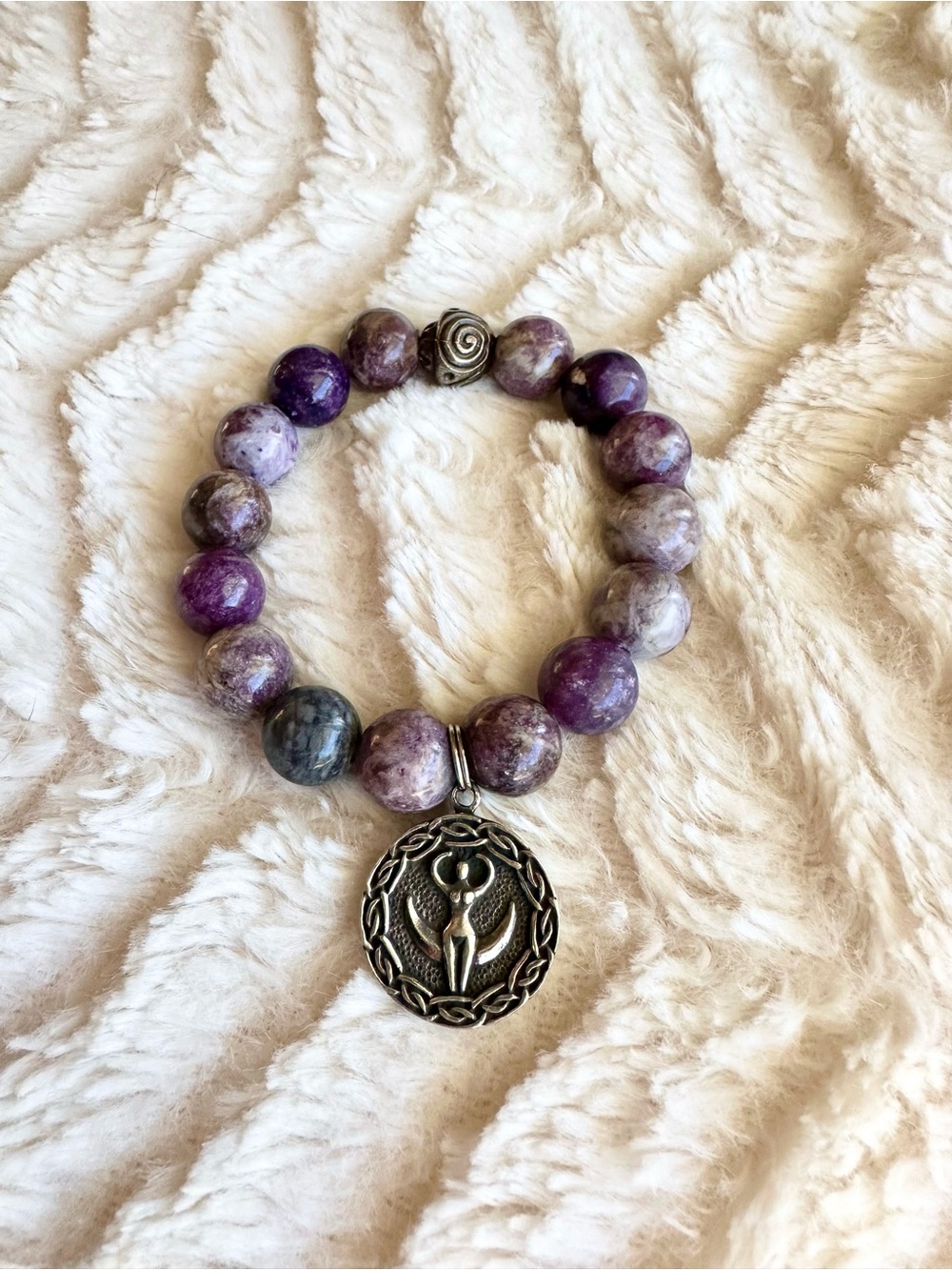 Purple Gemstone Goddess Charm Bracelet